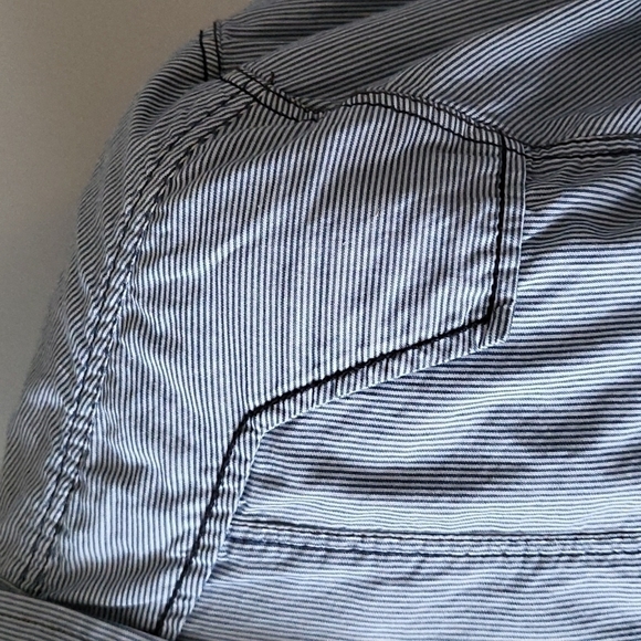 Eighty Eight Platinum blue striped button down shirt with navy seam detail - Picture 7 of 10